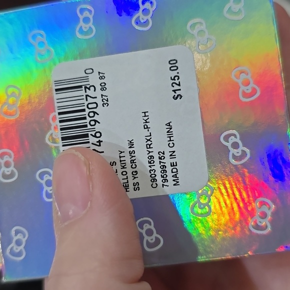 Hello Kitty Pendant Necklace ✦ 925 Silver Fuchsia Swarovski ✦ Gold Chain NWT - Picture 7 of 14